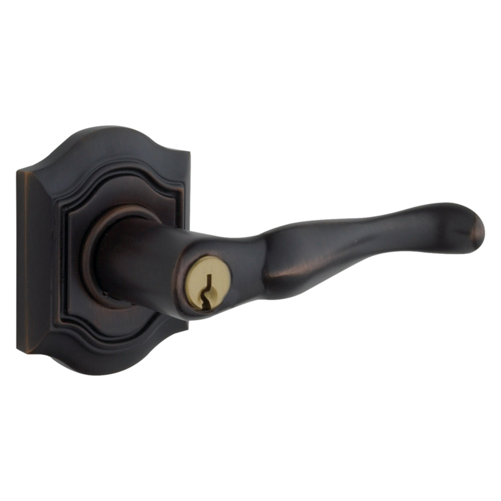 Baldwin Keyed Bethpage Lever Set with Bethpage Rose Oil-Rubbed Bronze / Entry / Reversible