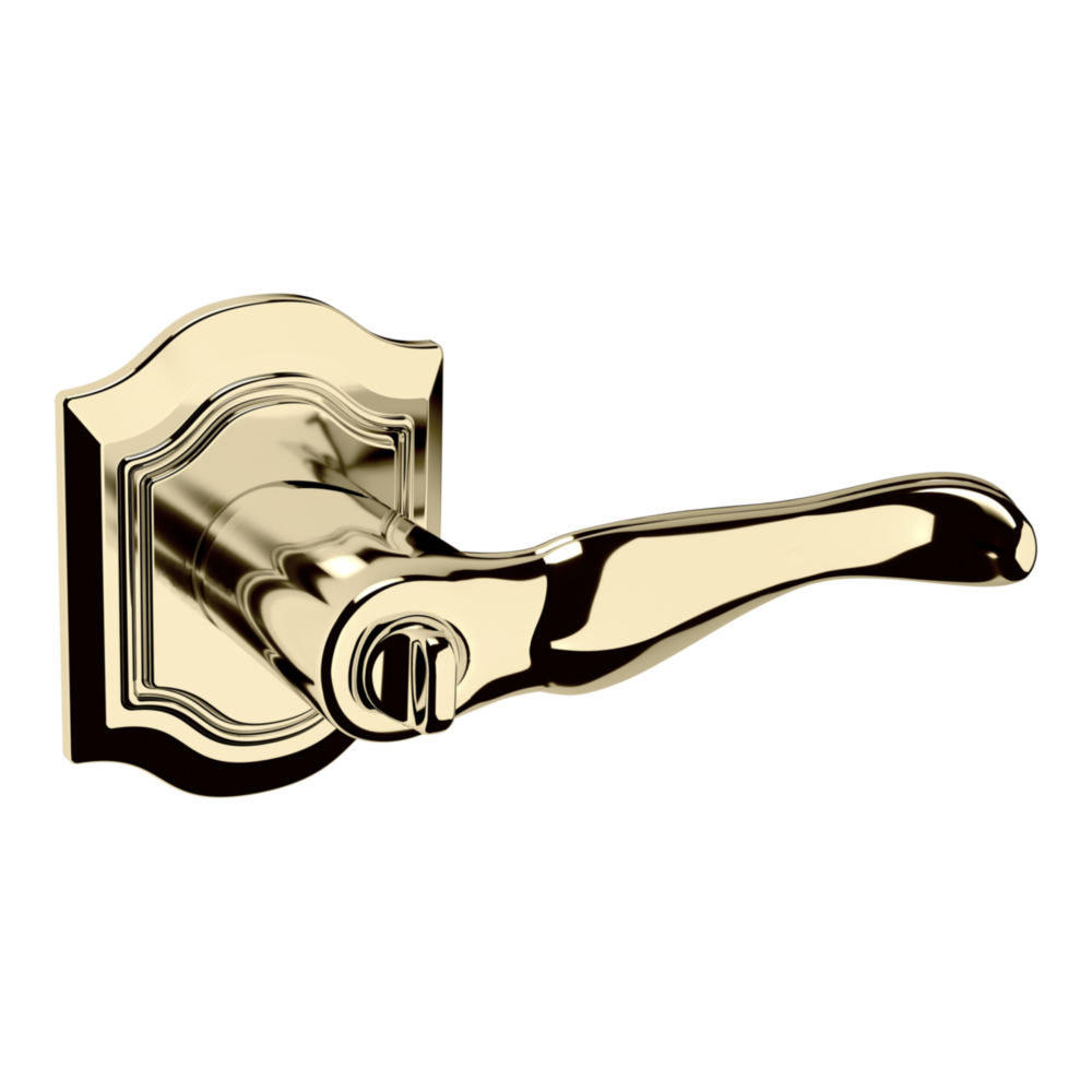 Baldwin Keyed Bethpage Lever Set with Bethpage Rose Non-Lacquered Brass / Entry / Reversible