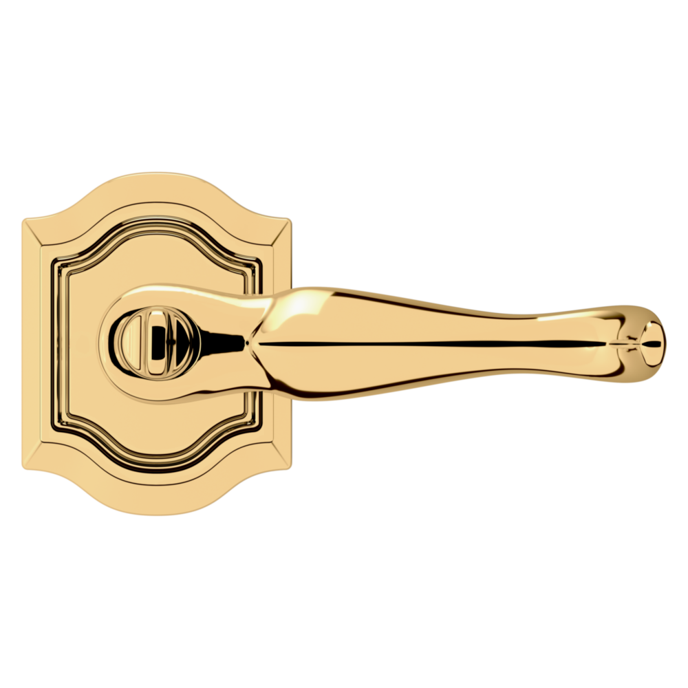 Baldwin Keyed Bethpage Lever Set with Bethpage Rose Non-Lacquered Brass / Entry / Reversible