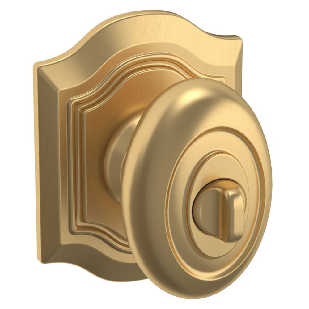 Baldwin Keyed Bethpage Knob Set with Bethpage Rose Vintage Brass / Entry / Reversible