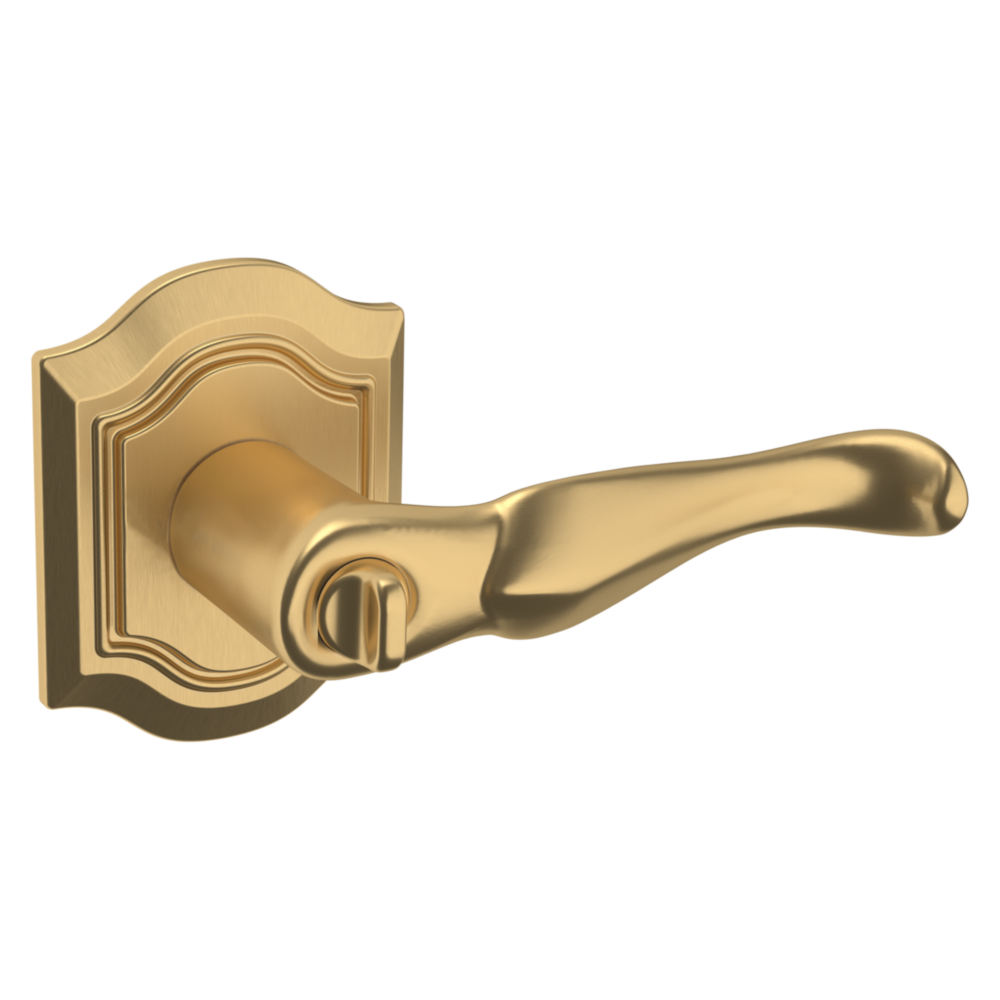 Baldwin Keyed Bethpage Lever Set with Bethpage Rose Vintage Brass / Entry / Reversible