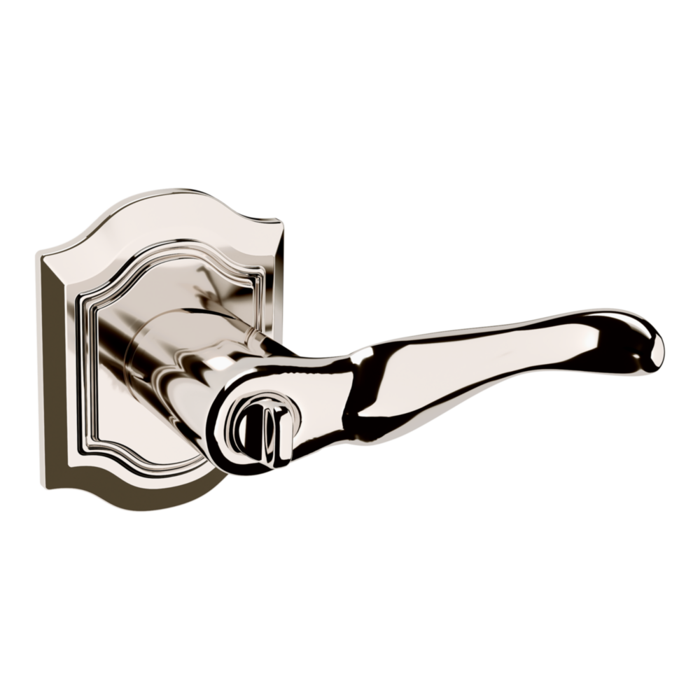 Baldwin Keyed Bethpage Lever Set with Bethpage Rose Lifetime (PVD) Polished Nickel / Entry / Reversible