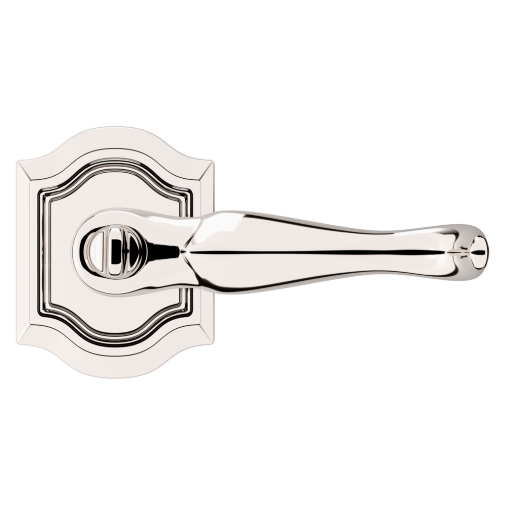 Baldwin Keyed Bethpage Lever Set with Bethpage Rose Lifetime (PVD) Polished Nickel / Entry / Reversible