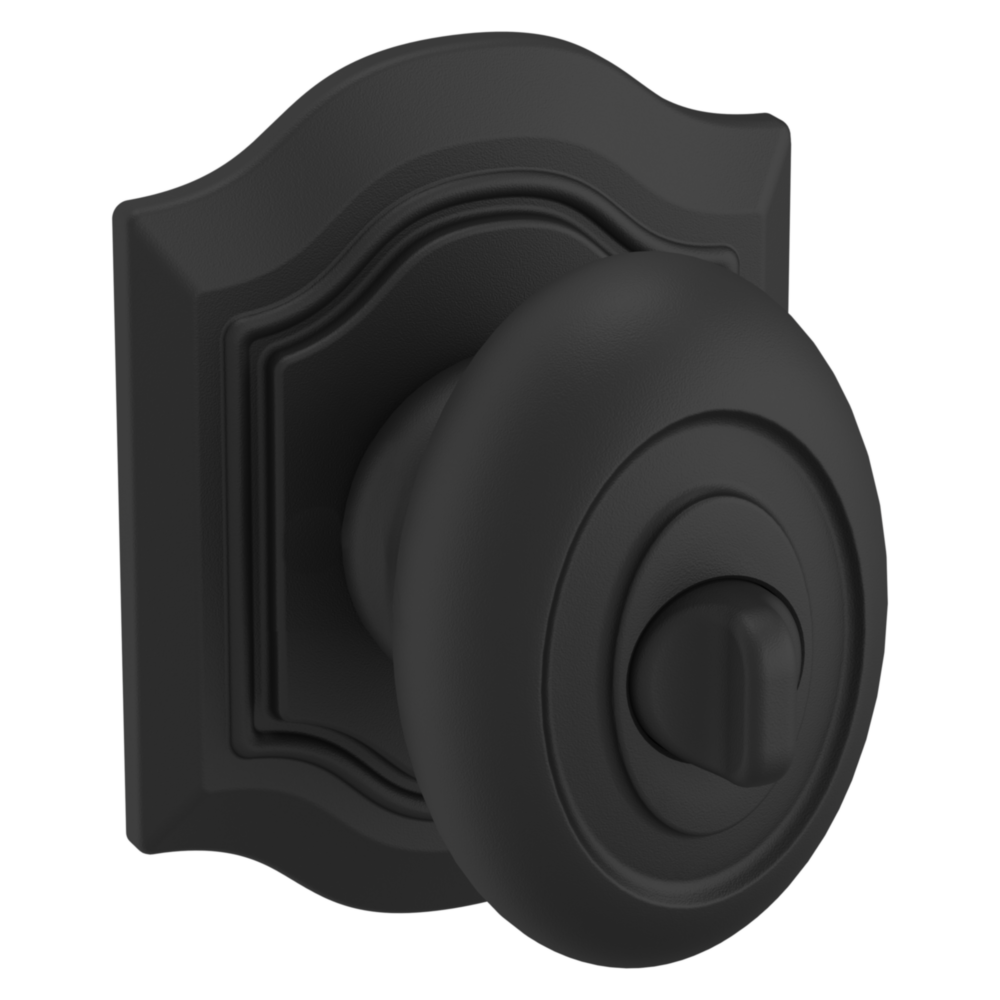 Baldwin Keyed Bethpage Knob Set with Bethpage Rose Satin Black / Entry / Reversible