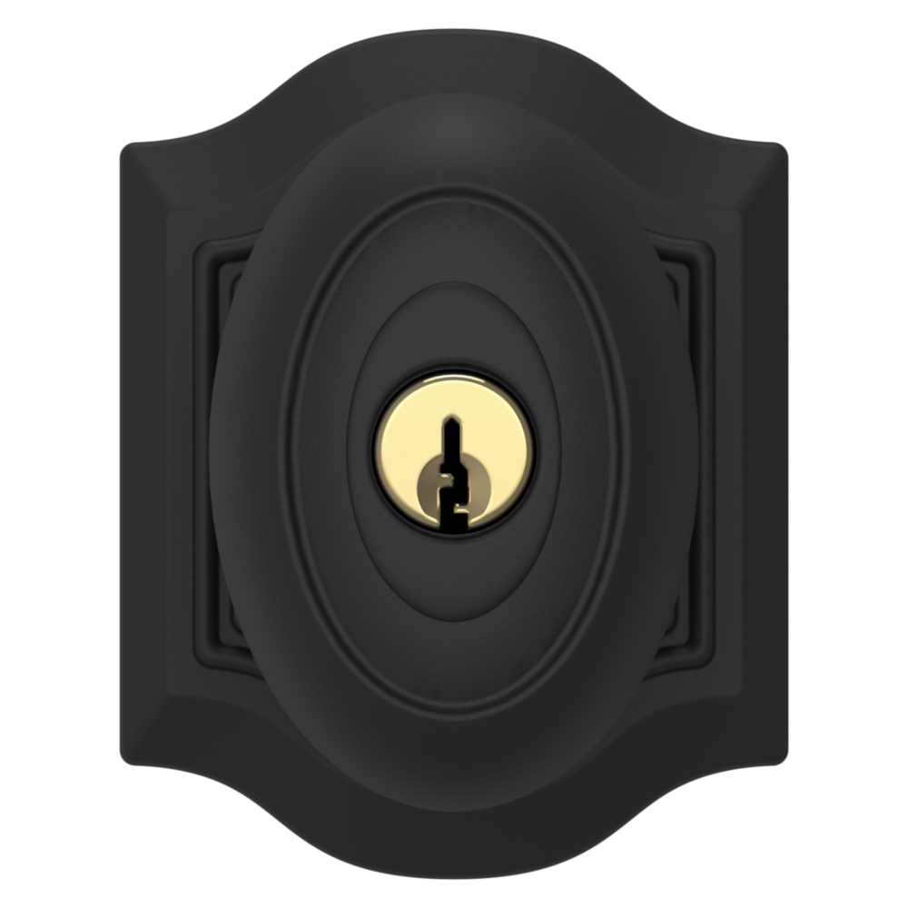 Baldwin Keyed Bethpage Knob Set with Bethpage Rose Satin Black / Entry / Reversible