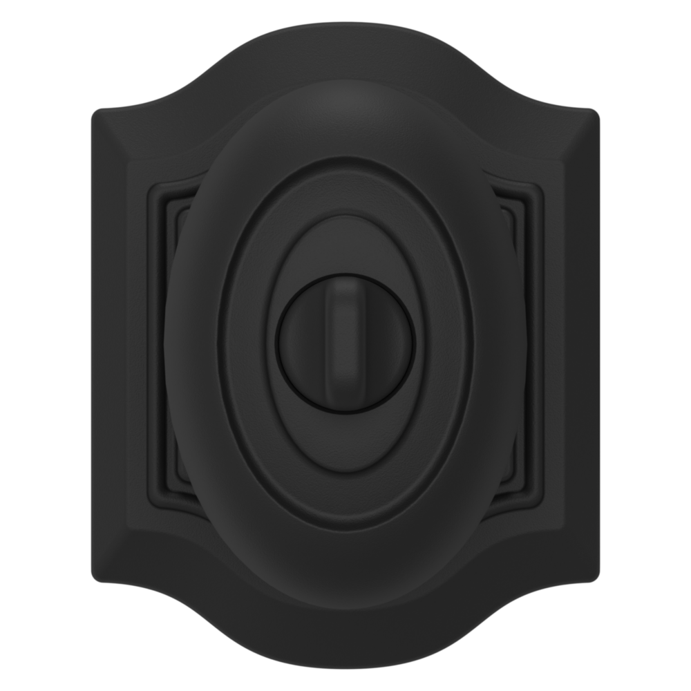 Baldwin Keyed Bethpage Knob Set with Bethpage Rose Satin Black / Entry / Reversible