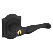 Baldwin Keyed Bethpage Lever Set with Bethpage Rose Satin Black / Entry / Reversible