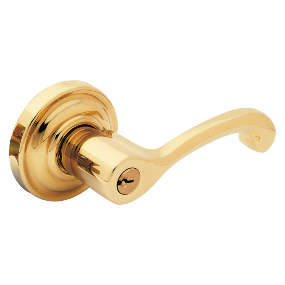 Baldwin Keyed Classic Lever Set with Classic Rose Non-Lacquered Brass / Entry / Reversible
