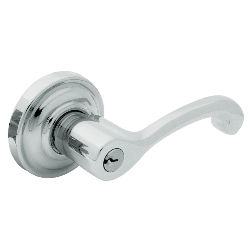 Baldwin Keyed Classic Lever Set with Classic Rose Polished Chrome / Entry / Reversible