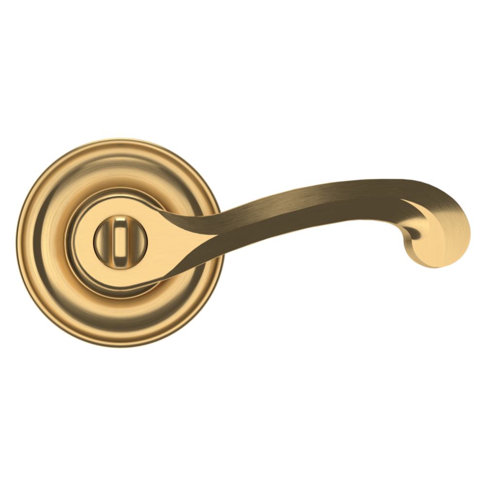 Baldwin Keyed Classic Lever Set with Classic Rose Lifetime (PVD) Satin Brass / Entry / Reversible