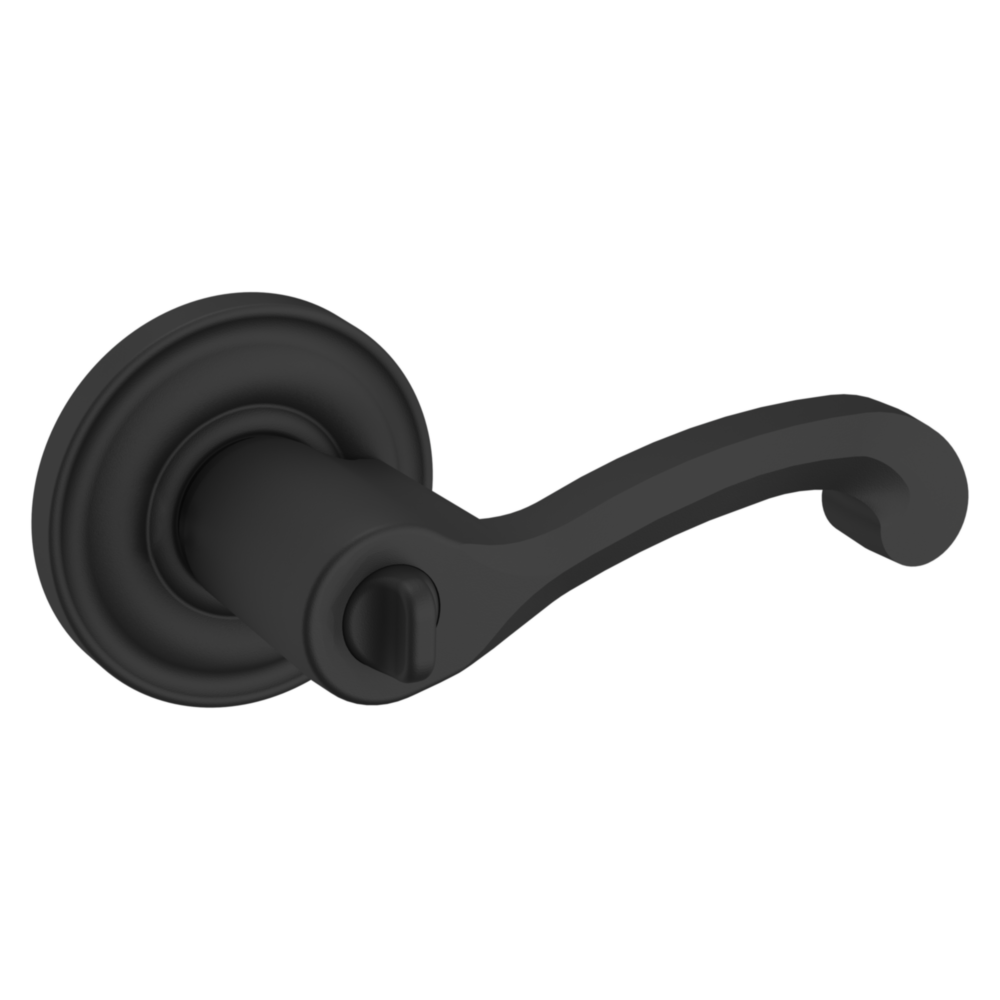 Baldwin Keyed Classic Lever Set with Classic Rose Satin Black / Entry / Reversible
