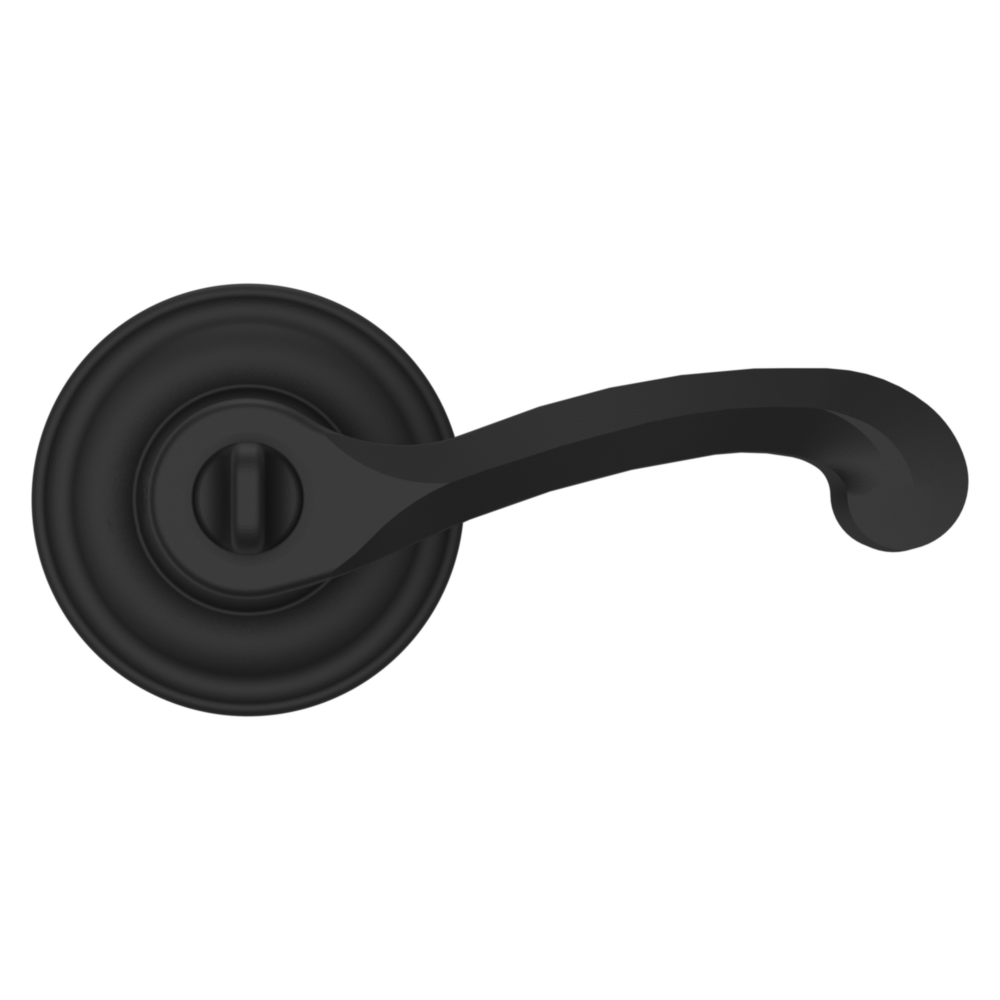 Baldwin Keyed Classic Lever Set with Classic Rose Satin Black / Entry / Reversible