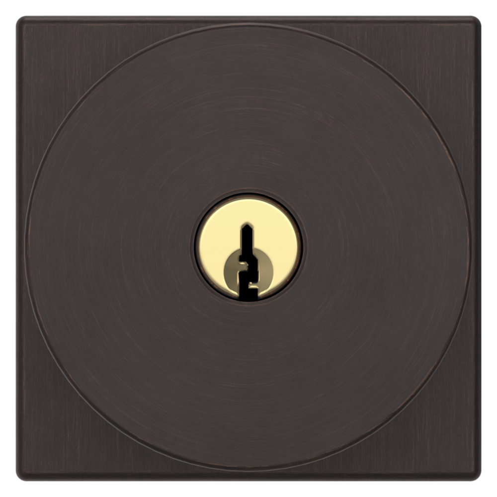 Baldwin Keyed Contemporary Knob Set with Square Rose Venetian Bronze / Entry / Reversible