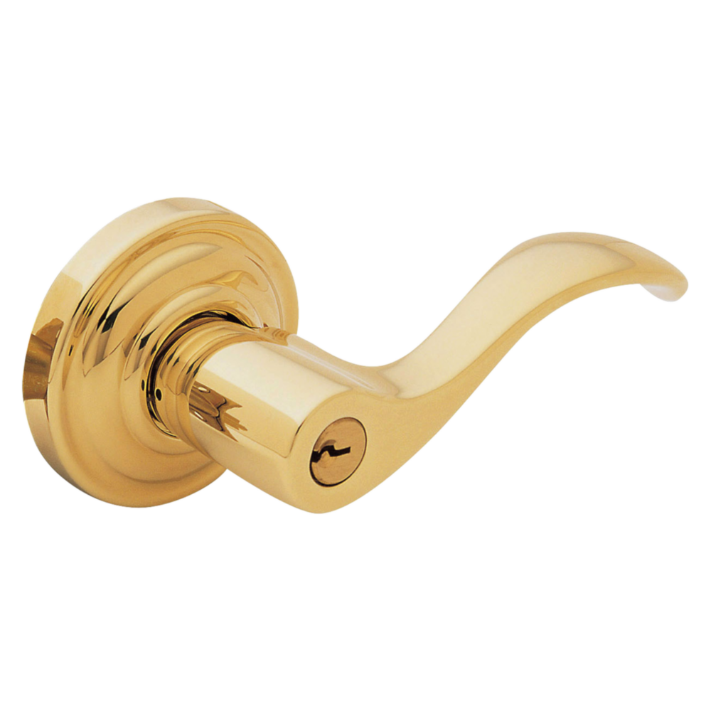 Baldwin Keyed Wave Lever Set with Classic Rose Non-Lacquered Brass / Entry / Reversible