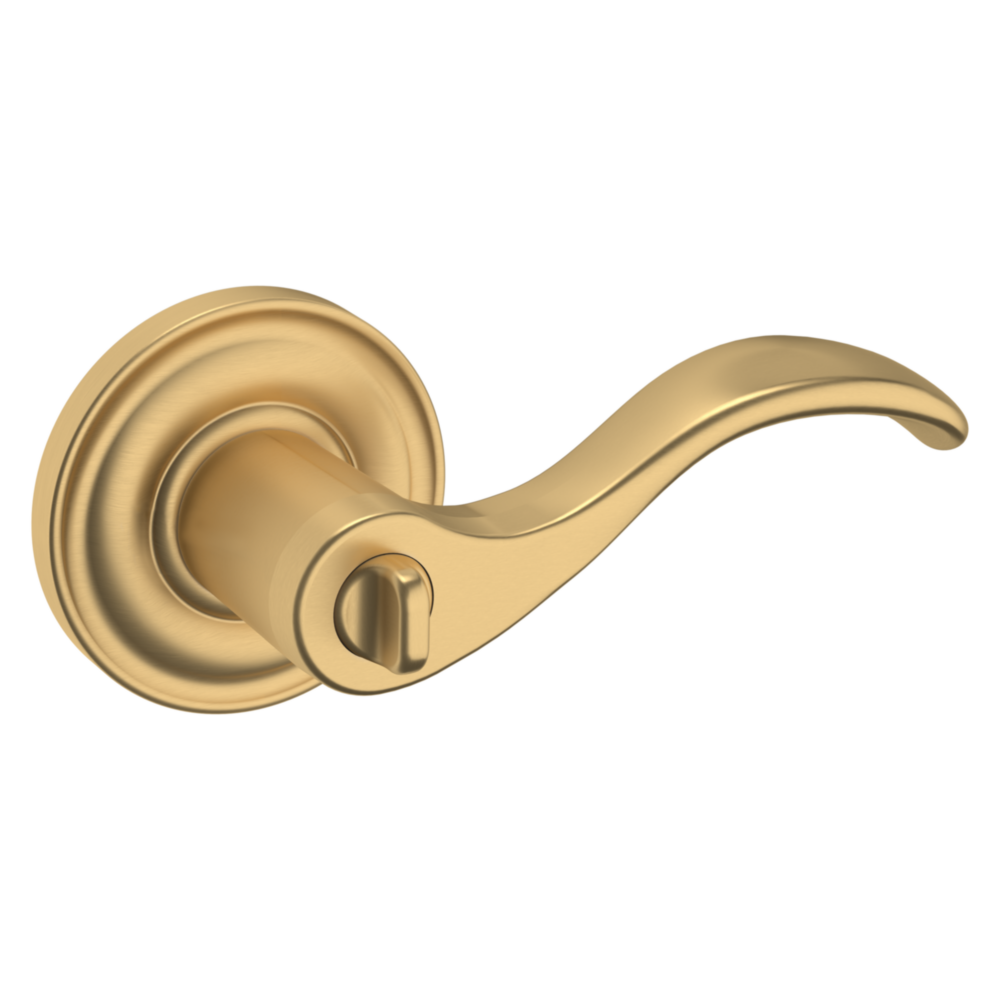 Baldwin Keyed Wave Lever Set with Classic Rose Vintage Brass / Entry / Reversible