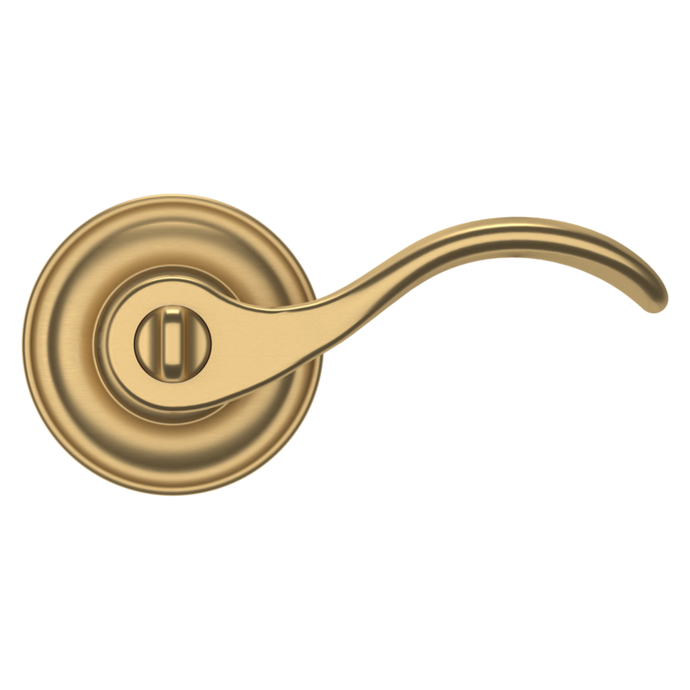 Baldwin Keyed Wave Lever Set with Classic Rose Vintage Brass / Entry / Reversible