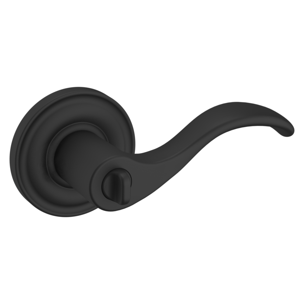 Baldwin Keyed Wave Lever Set with Classic Rose Satin Black / Entry / Reversible