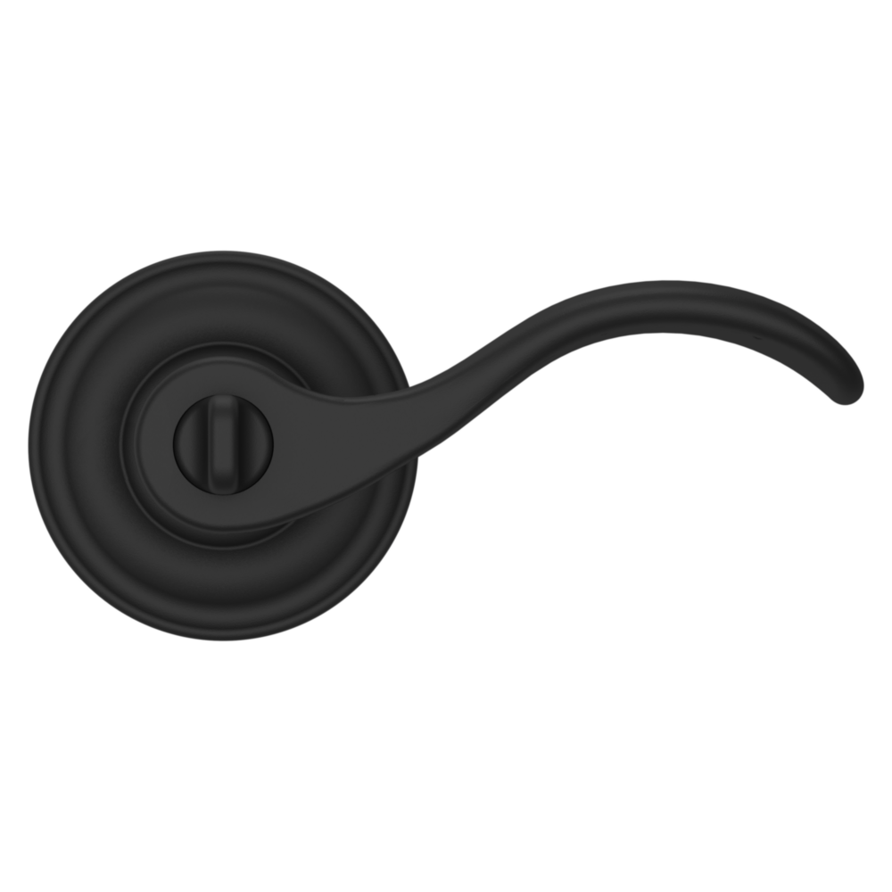 Baldwin Keyed Wave Lever Set with Classic Rose Satin Black / Entry / Reversible