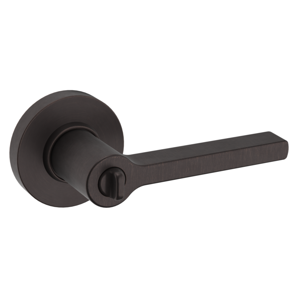 Baldwin Keyed Square Lever Set with Round Rose Venetian Bronze / Entry / Reversible