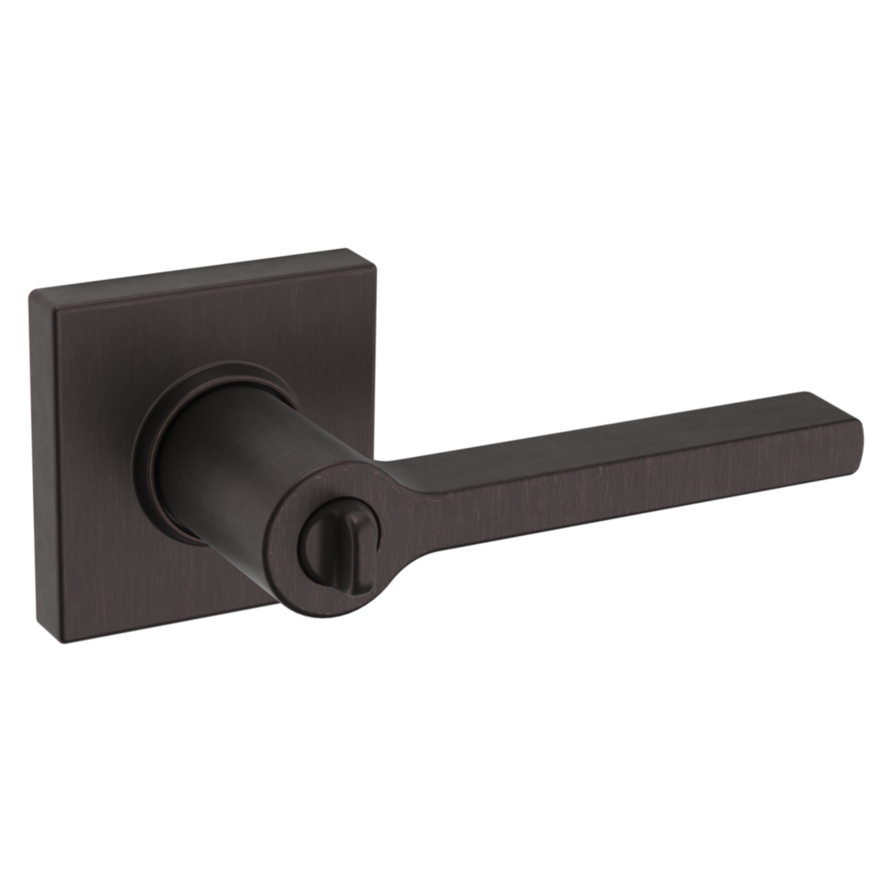 Baldwin Keyed Square Lever Set with Square Rose Venetian Bronze / Entry / Reversible