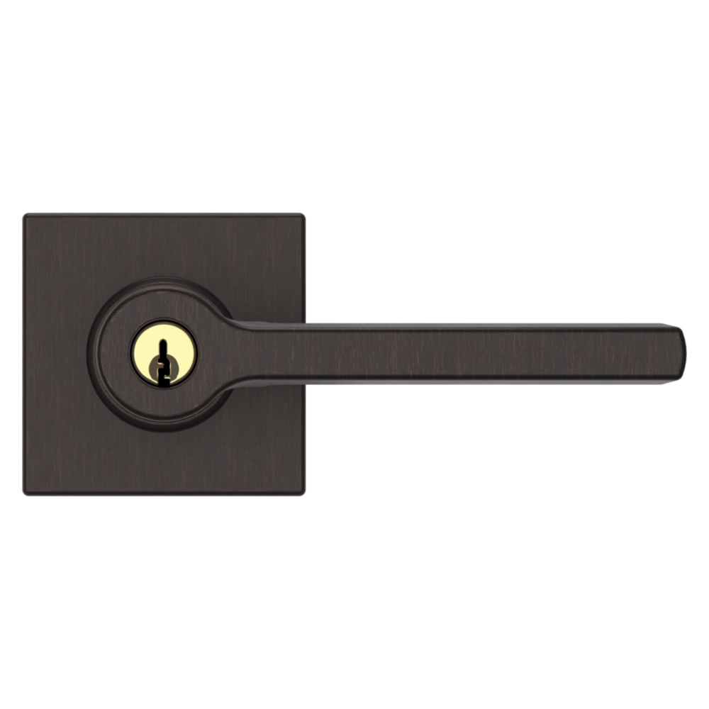Baldwin Keyed Square Lever Set with Square Rose Venetian Bronze / Entry / Reversible