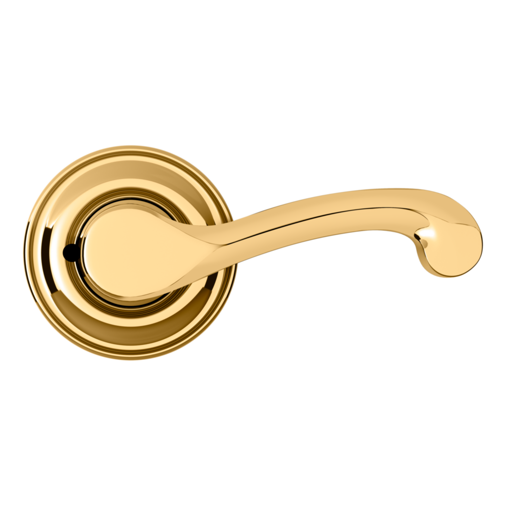 Baldwin 5445 Classic Lever Set with 5048 Rose Lifetime (PVD) Polished Brass / Privacy / Reversible