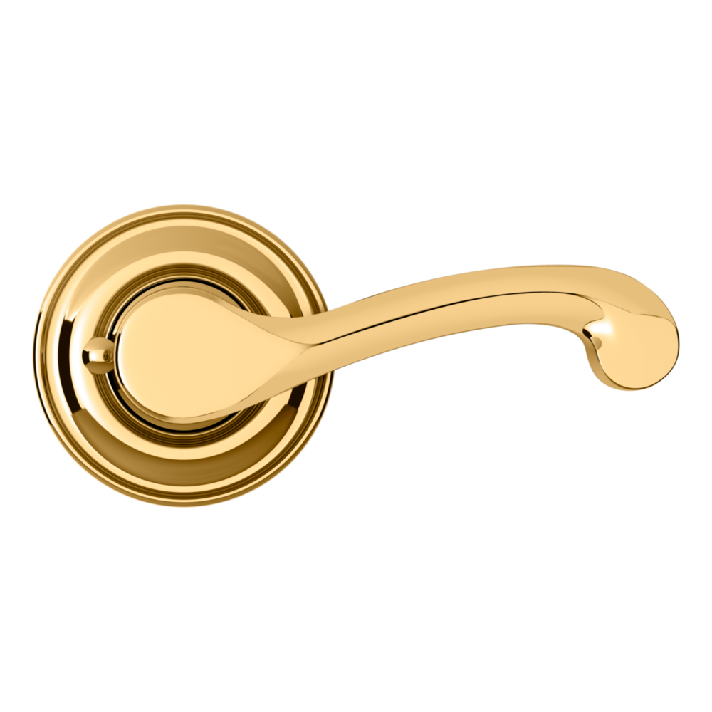Baldwin 5445 Classic Lever Set with 5048 Rose Lifetime (PVD) Polished Brass / Privacy / Reversible