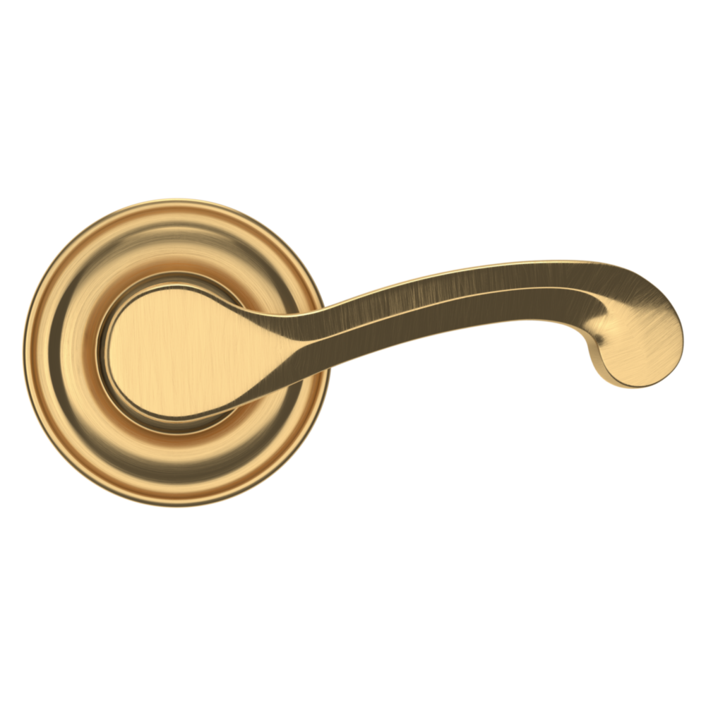 Baldwin 5445 Classic Lever Set with 5048 Rose Lifetime (PVD) Satin Brass / Passage / Reversible