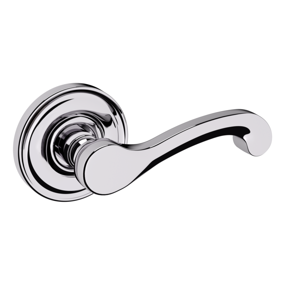 Baldwin 5445 Classic Lever Set with 5048 Rose Polished Chrome / Passage / Reversible