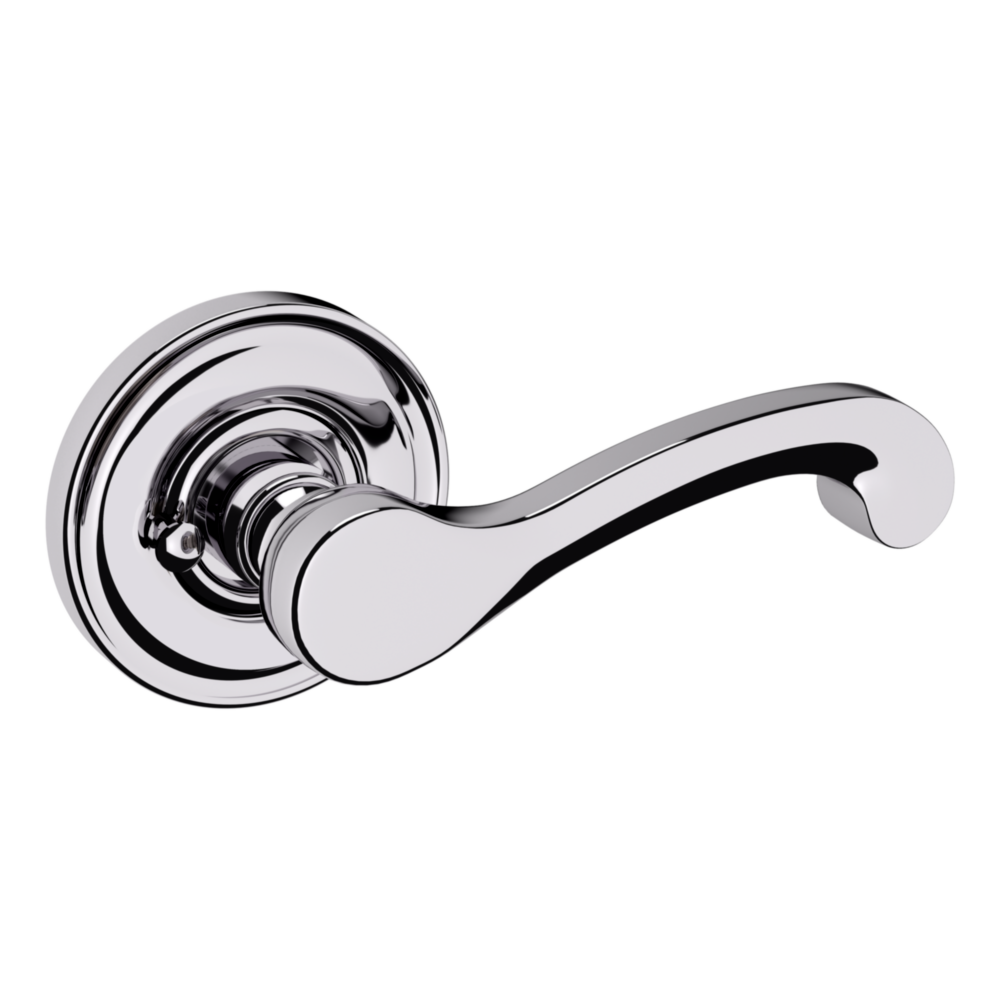 Baldwin 5445 Classic Lever Set with 5048 Rose Polished Chrome / Privacy / Reversible