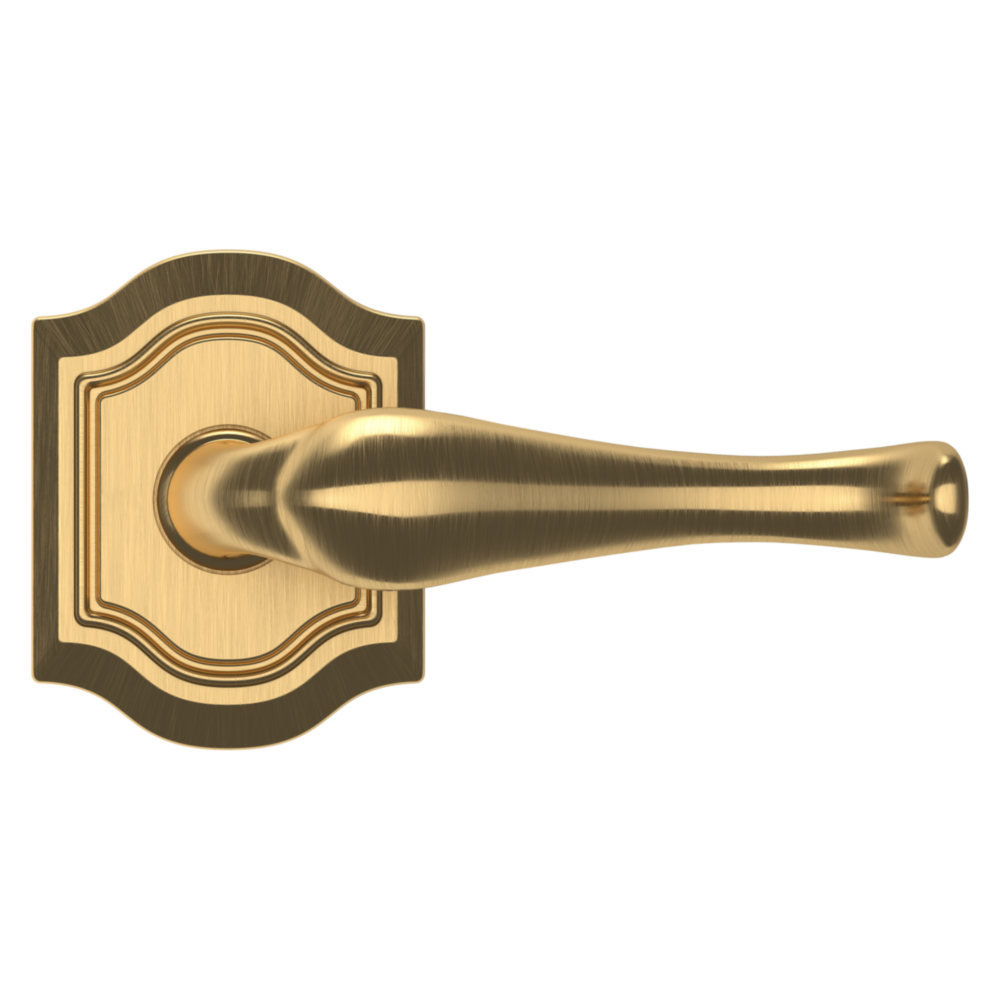 Baldwin 5447 Bethpage Lever Set with R027 Rose Lifetime (PVD) Satin Brass / Passage / Reversible