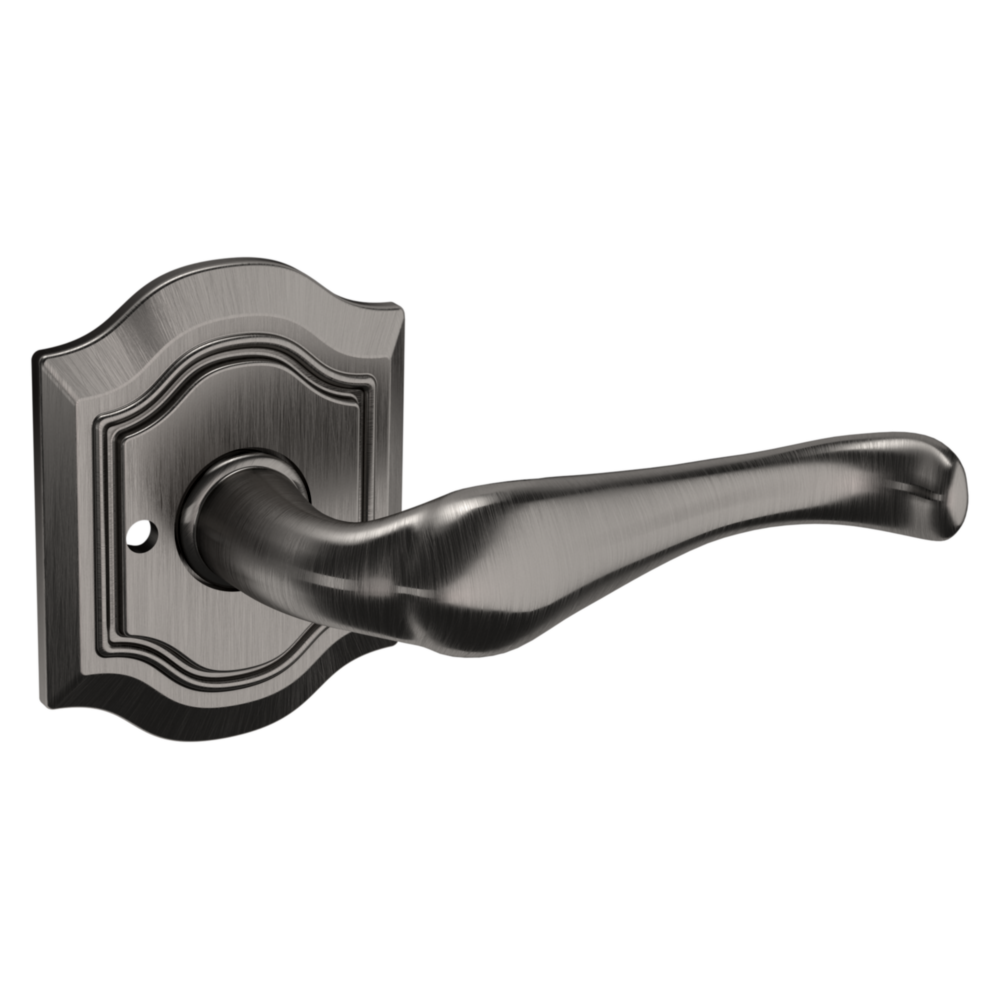 Baldwin 5447 Bethpage Lever Set with R027 Rose   Lifetime (PVD) Graphite Nickel / Privacy / Reversible