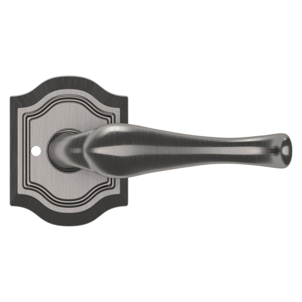 Baldwin 5447 Bethpage Lever Set with R027 Rose   Lifetime (PVD) Graphite Nickel / Privacy / Reversible