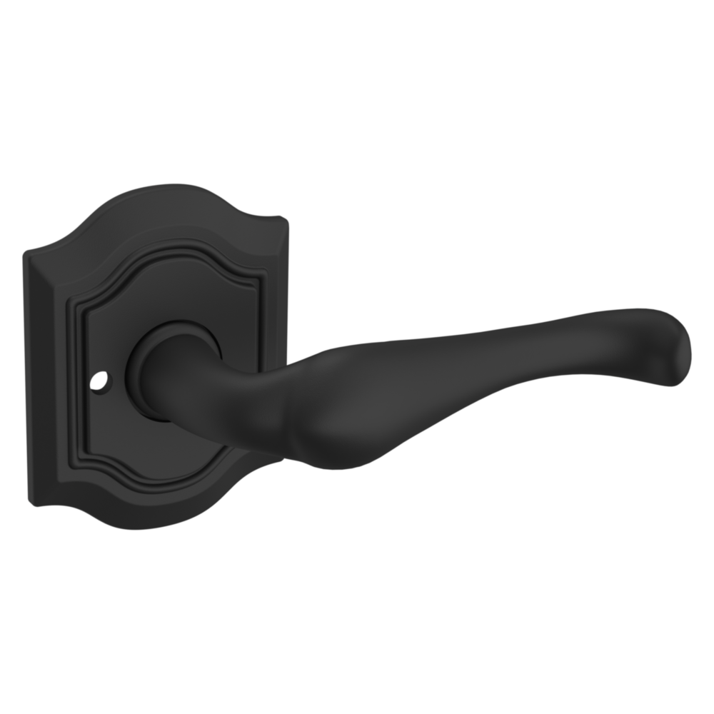 Baldwin 5447 Bethpage Lever Set with R027 Rose Satin Black / Privacy / Reversible