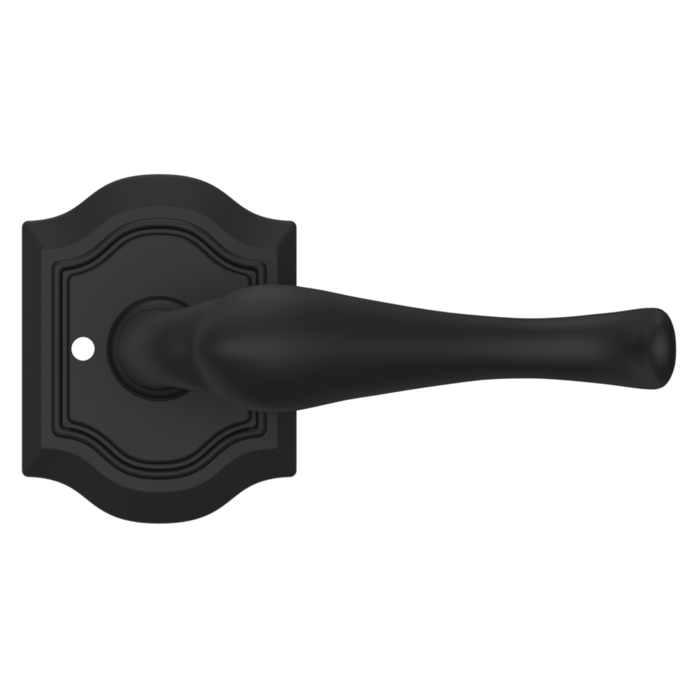 Baldwin 5447 Bethpage Lever Set with R027 Rose Satin Black / Privacy / Reversible