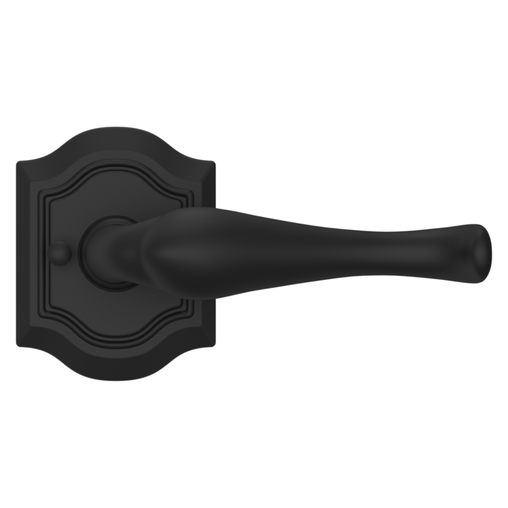 Baldwin 5447 Bethpage Lever Set with R027 Rose Satin Black / Privacy / Reversible