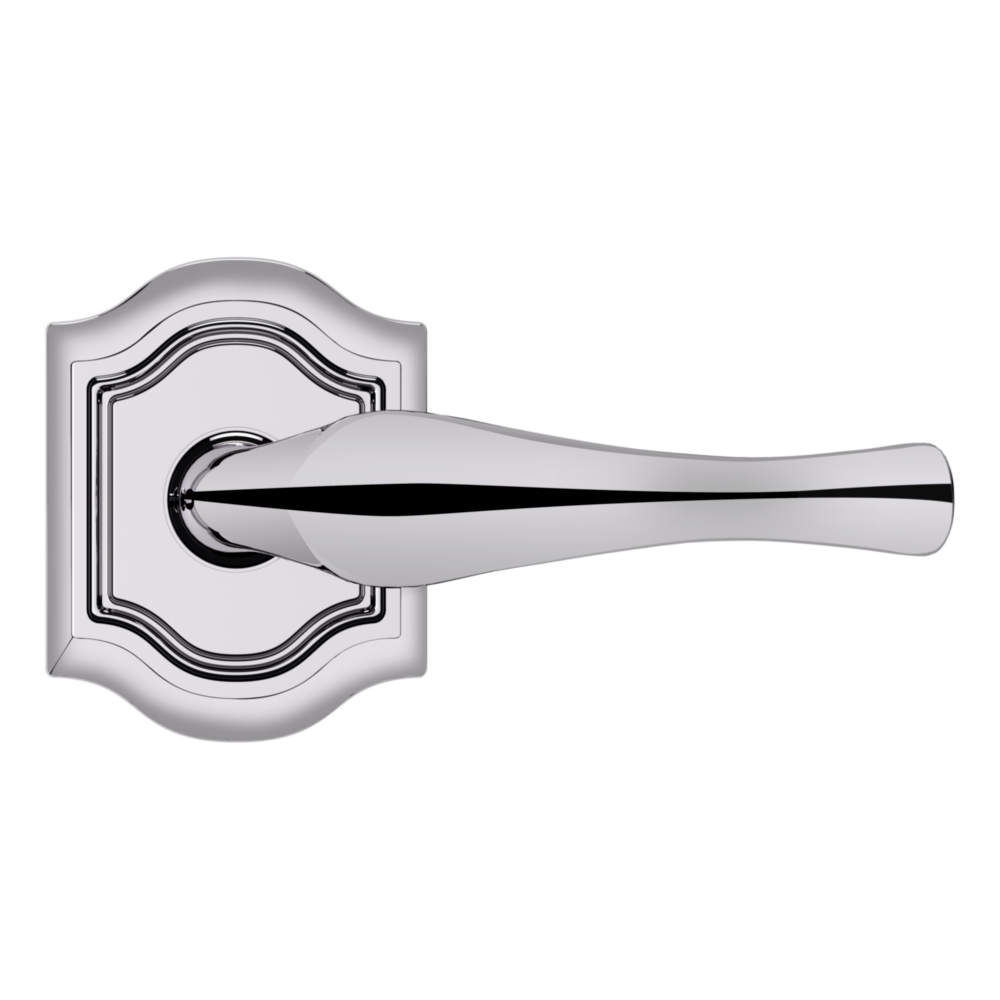 Baldwin 5447 Bethpage Lever Set with R027 Rose Polished Chrome / Passage / Reversible