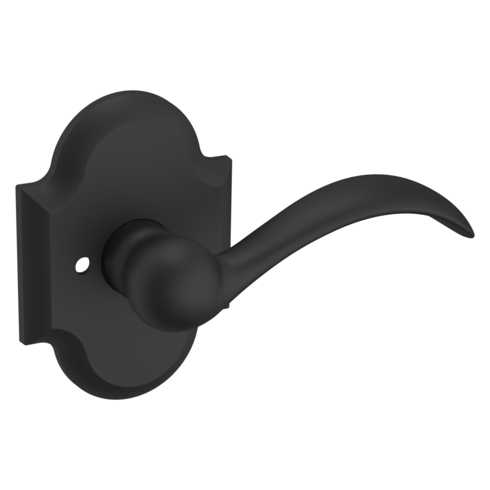 Baldwin 5452 Beavertail Lever Set with R030 Rose Satin Black / Privacy / Reversible