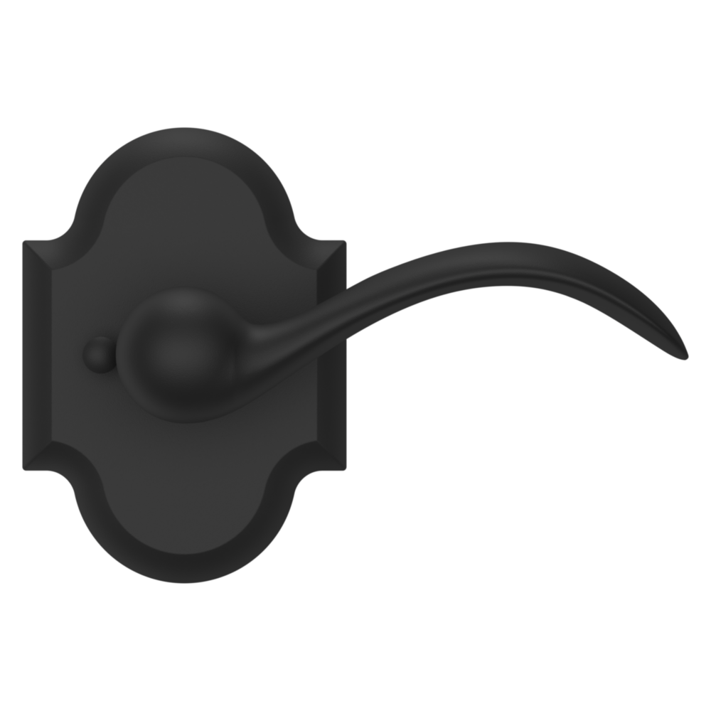 Baldwin 5452 Beavertail Lever Set with R030 Rose Satin Black / Privacy / Reversible