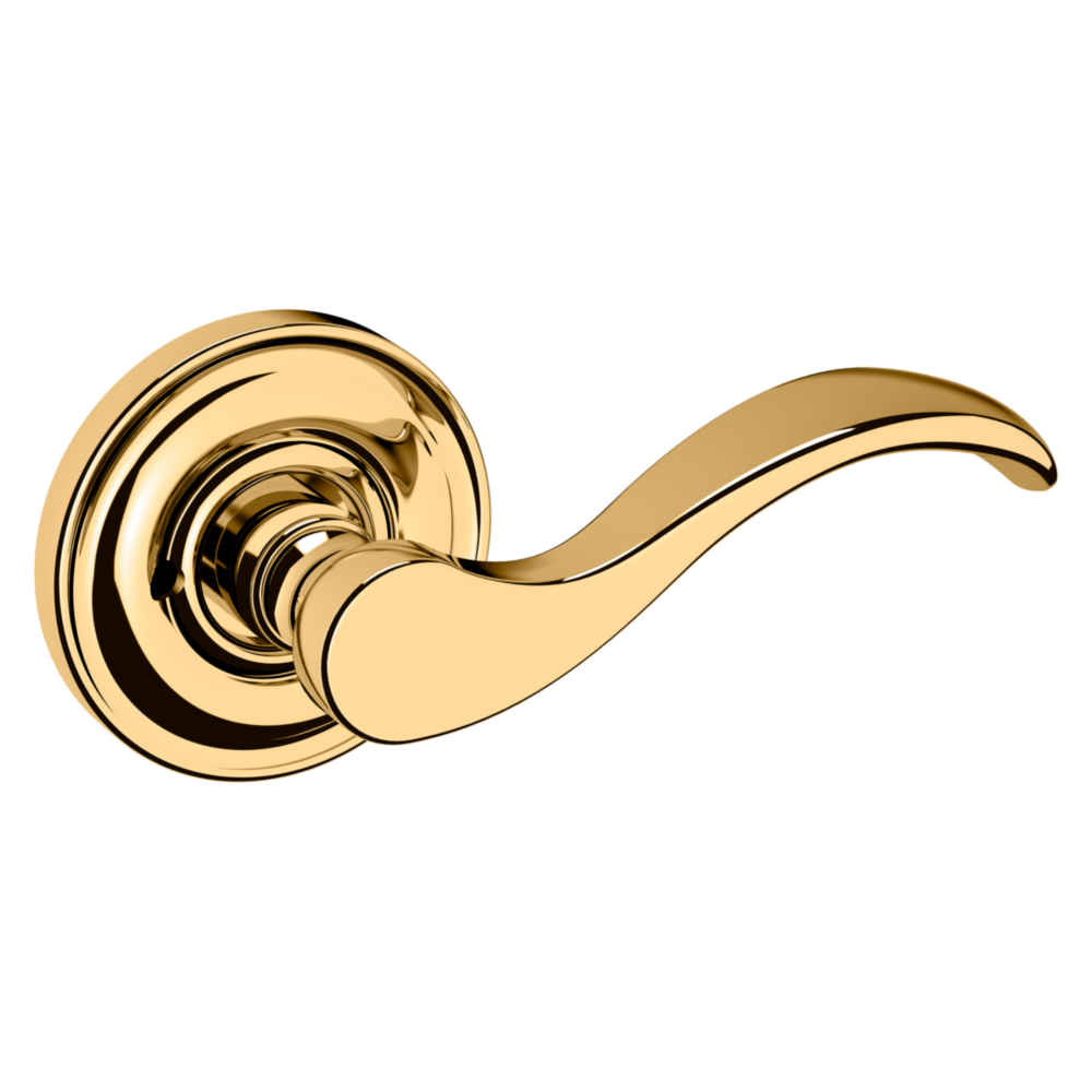 Baldwin 5455 Wave Lever Set with 5048 Rose Non-Lacquered Brass / Privacy / Reversible