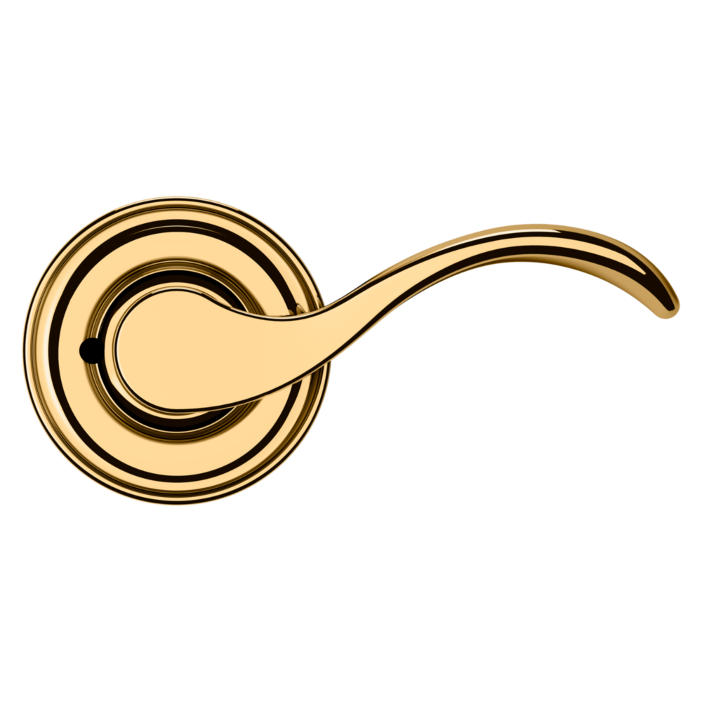 Baldwin 5455 Wave Lever Set with 5048 Rose Non-Lacquered Brass / Privacy / Reversible