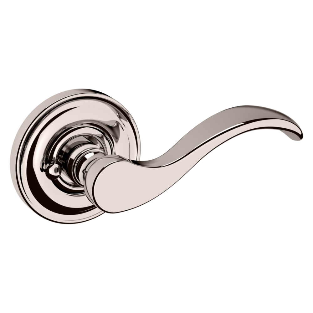 Baldwin 5455 Wave Lever Set with 5048 Rose Lifetime (PVD) Polished Nickel / Privacy / Reversible