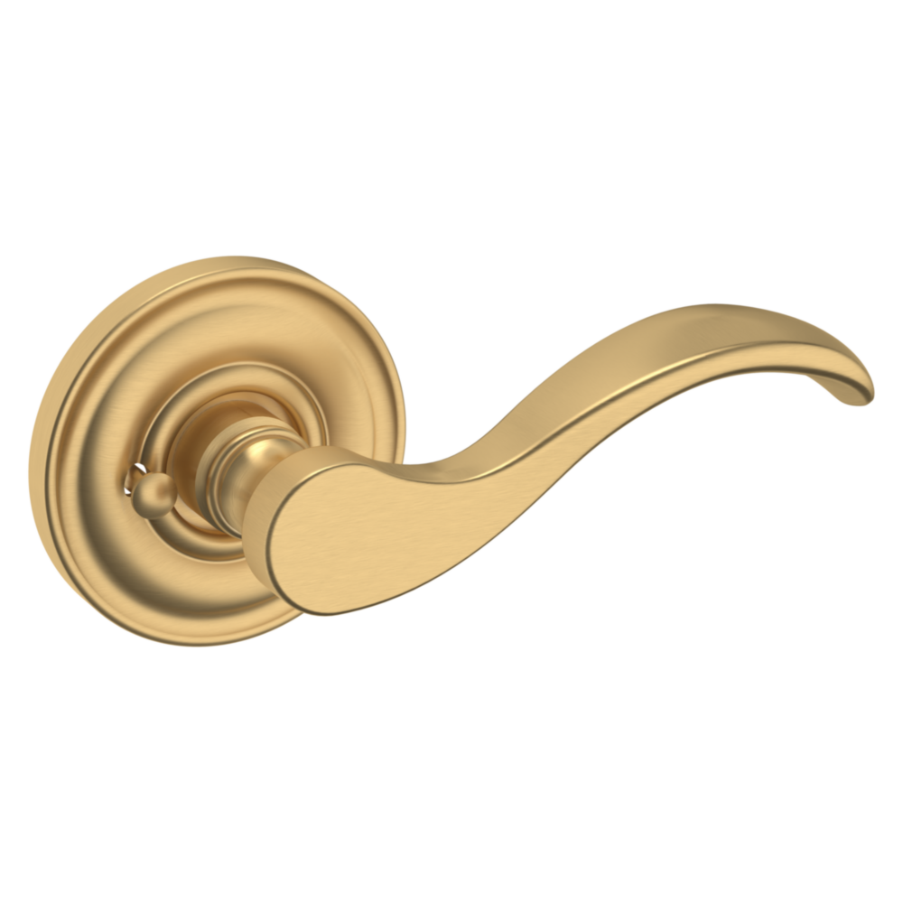 Baldwin 5455 Wave Lever Set with 5048 Rose Vintage Brass / Privacy / Reversible