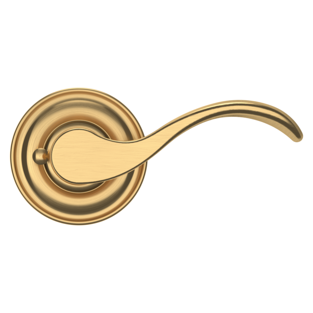 Baldwin 5455 Wave Lever Set with 5048 Rose Lifetime (PVD) Satin Brass / Privacy / Reversible
