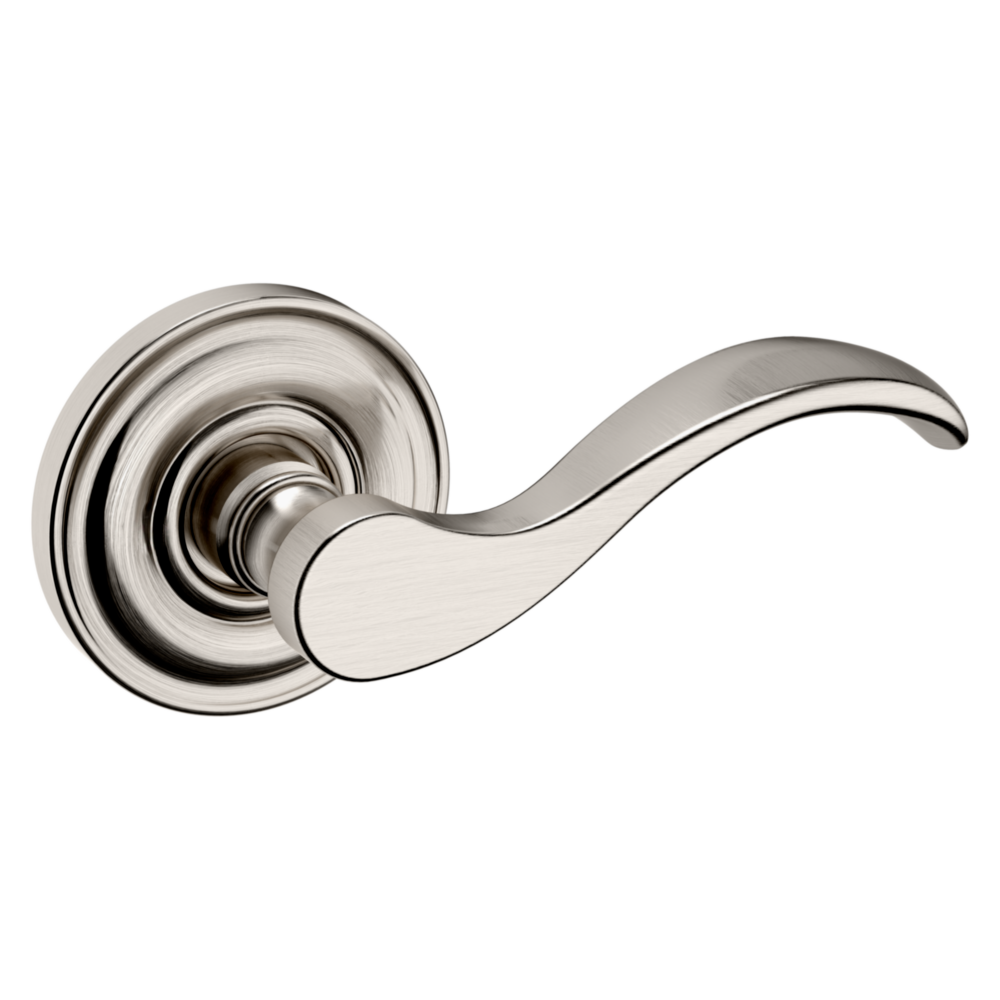 Baldwin 5455 Wave Lever Set with 5048 Rose Lifetime (PVD) Satin Nickel / Passage / Reversible