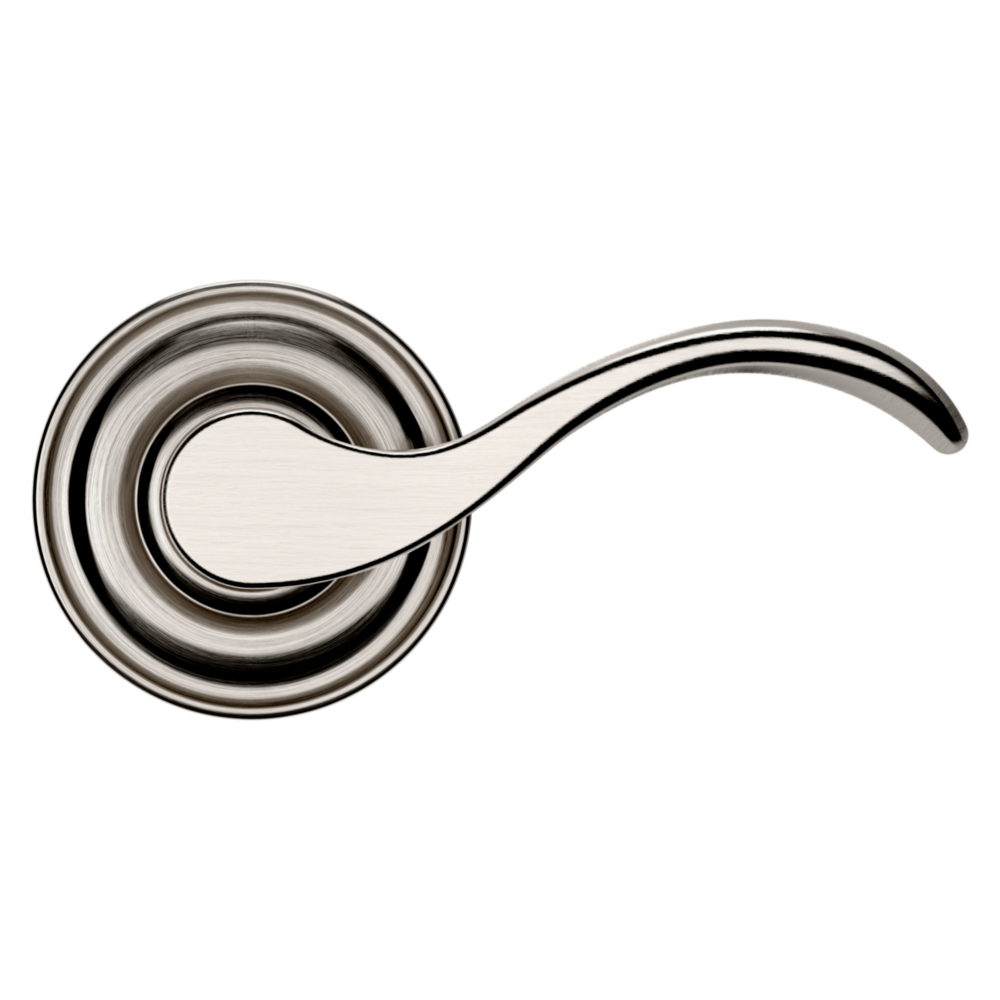 Baldwin 5455 Wave Lever Set with 5048 Rose Lifetime (PVD) Satin Nickel / Passage / Reversible