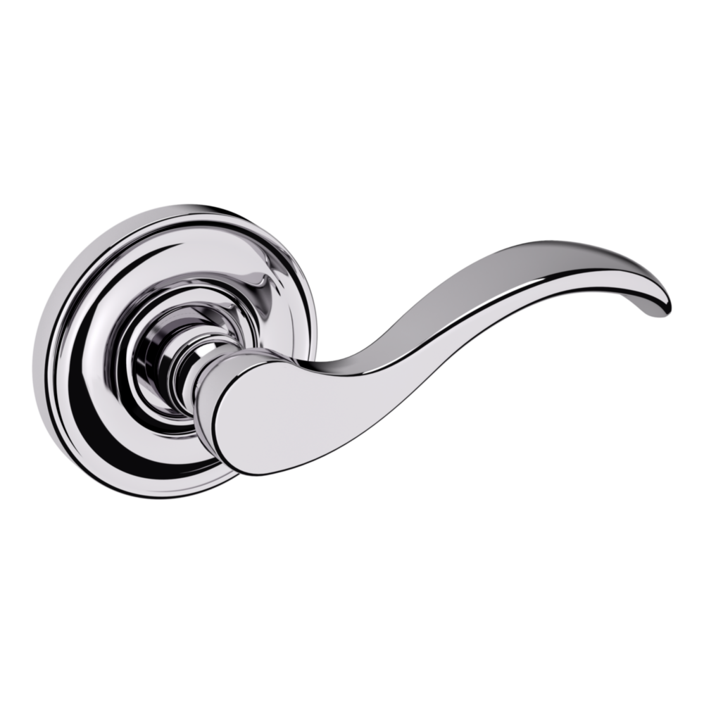 Baldwin 5455 Wave Lever Set with 5048 Rose Polished Chrome / Passage / Reversible
