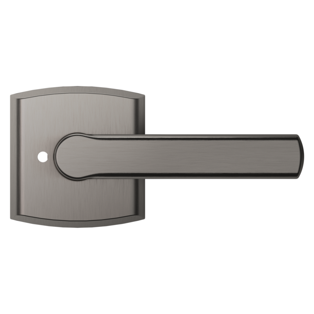 Baldwin 5485 Soho Lever Set with R026 Rose Lifetime (PVD) Graphite Nickel / Privacy / Reversible