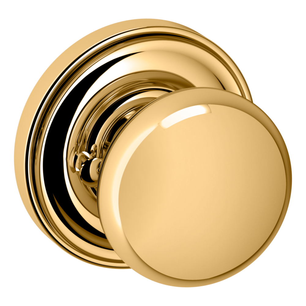Baldwin 5000 Baltimore Knob Set with 5048 Round Rose Lifetime (PVD) Polished Brass / Privacy / Reversible