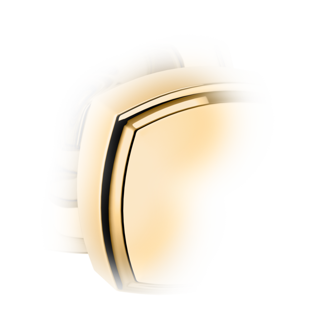 Baldwin 5011 Soft Modern Square Knob Set with 5058 Square Rose Lifetime (PVD) Polished Brass / Passage / Reversible